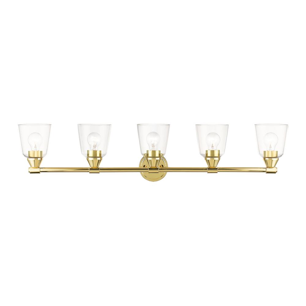 5 Light Polished Brass Large Vanity Sconce