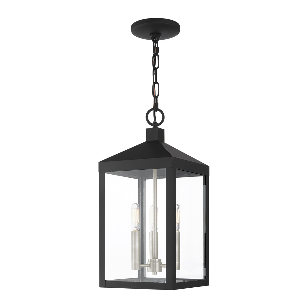 3 Lt Black Outdoor Pendant Lantern