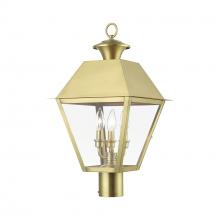 Livex Lighting 27219-08 - 3 Light Natural Brass Outdoor Large Post Top Lantern