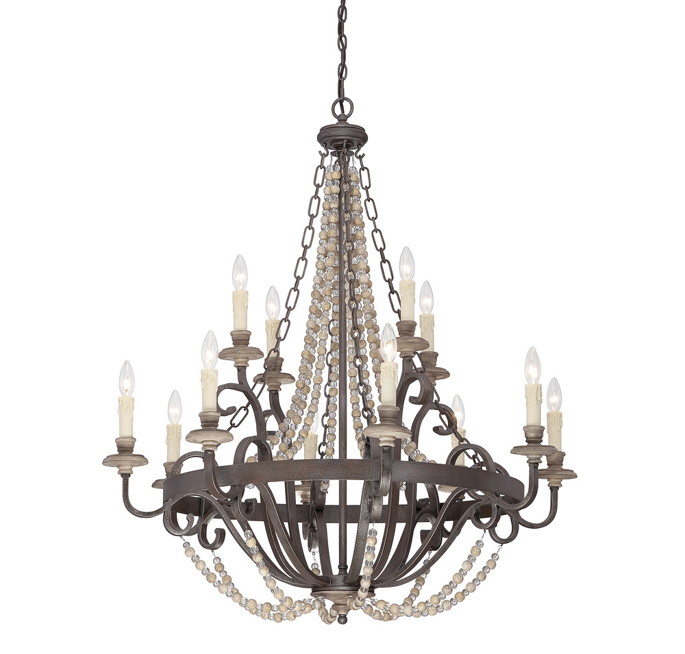 Mallory 12-Light Chandelier in Fossil Stone