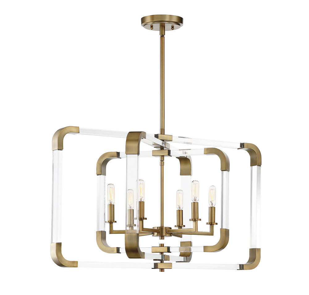 Rotterdam 6-Light Pendant in Warm Brass