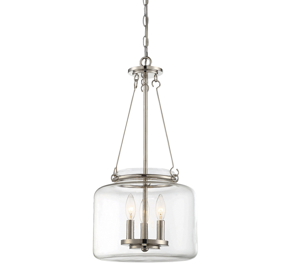 Akron 3-Light Pendant in Polished Nickel