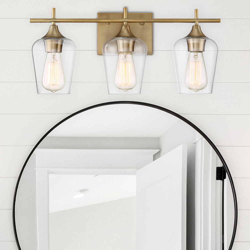 Octave 3-Light Bathroom Vanity Light in Warm Brass