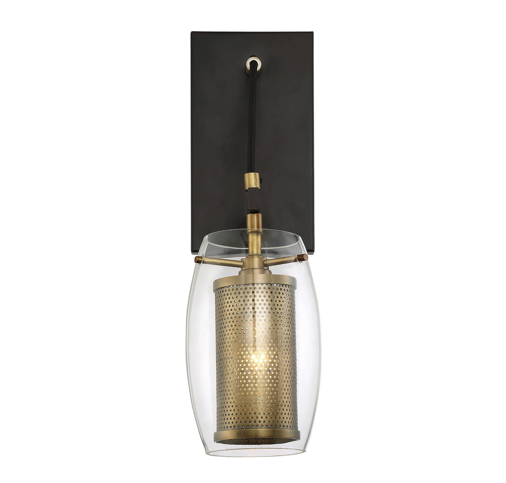 Dunbar 1-Light Wall Sconce in Warm Brass with Bronze Accents