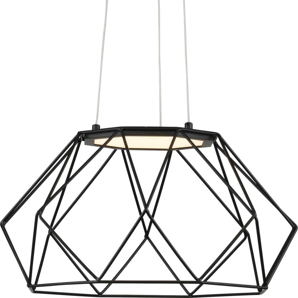 Geodesic LED Collection Matte Black Modern Style Medium Hanging Pendant Light