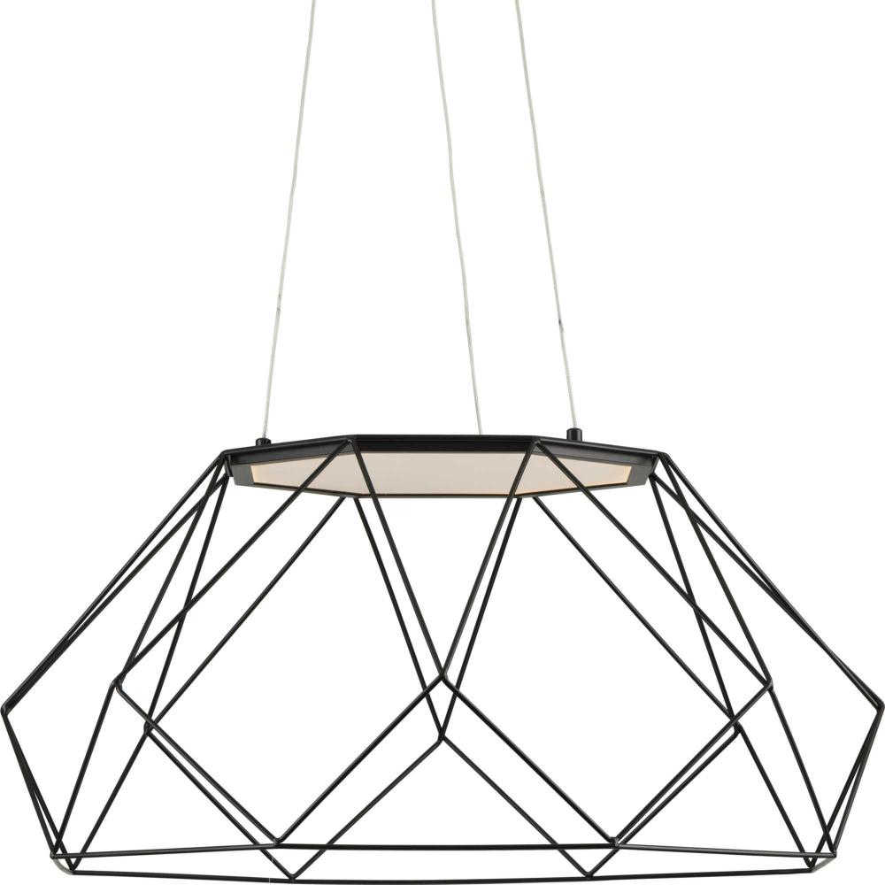 Geodesic LED Collection Matte Black Modern Style Large Hanging Pendant Light