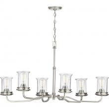 Progress P400207-009 - Winslett Collection Six-Light Brushed Nickel Clear Seeded Glass Coastal Chandelier Light