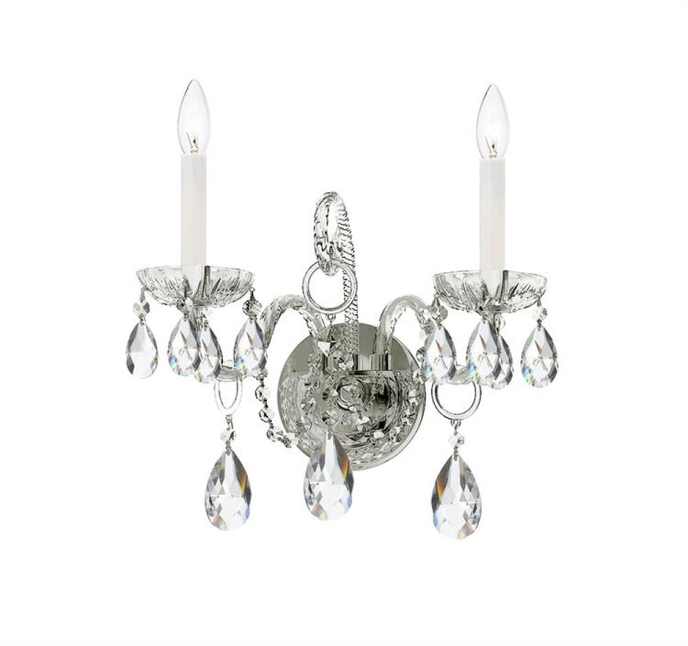 Traditional Crystal 2 Light Hand Cut Crystal Polished Chrome Sconce