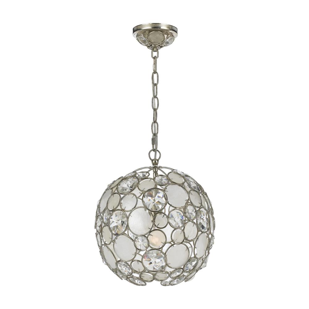 Palla 1 Light Antique Silver Sphere Pendant