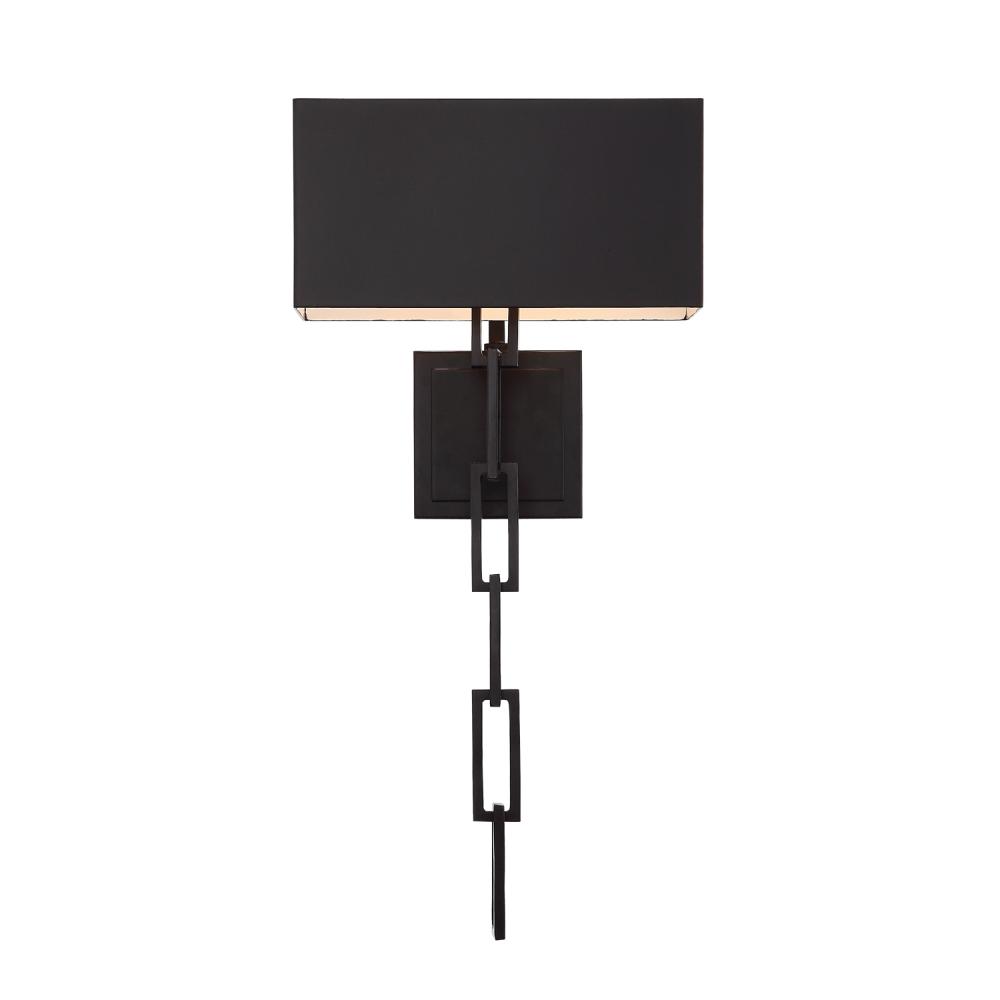 Brian Patrick Flynn for Crystorama Alston 2 Light Matte Black + White Sconce