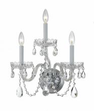 Crystorama 1033-CH-CL-MWP - Traditional Crystal 3 Light Hand Cut Crystal Polished Chrome Wall Mount