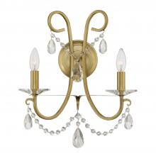 Crystorama 6822-VG-CL-SAQ - Othello 2 Light Spectra Crystal Vibrant Gold Sconce