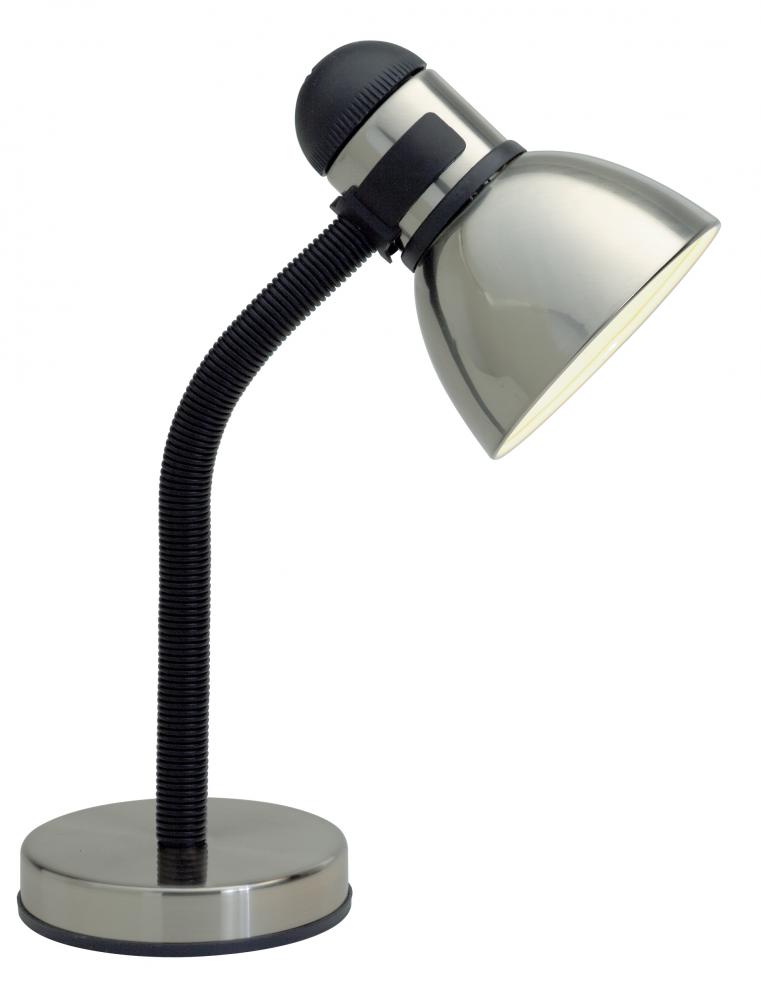 Goose Neck Desk Lamp; Steel / Black Finish