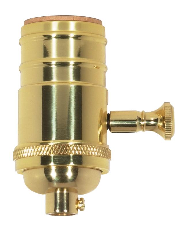 150W Full Range Turn Knob Dimmer Socket With Removable Knob; 1/8 IPS; 4 Piece Stamped Solid Brass;