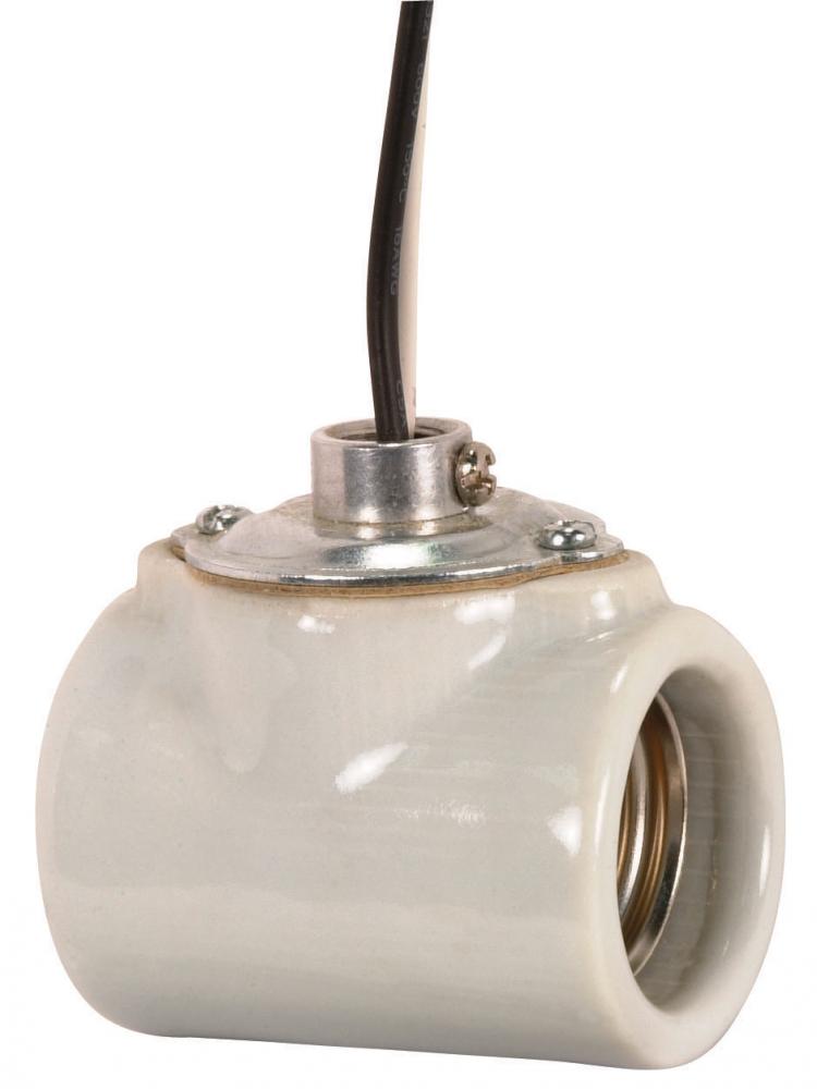 Twin Porcelain Socket With Flange Bushing Cap; 1/8 IPS; 9" AWM B/W 150C; CSSNP Screw Shell;