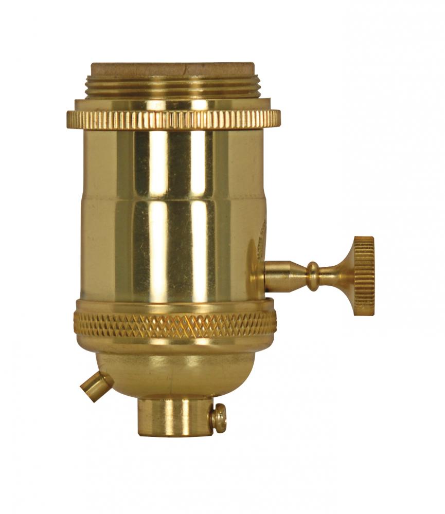 Medium base lampholder; 4pc. Solid brass; On/Off Key; 2 Uno rings; Polished brass finish