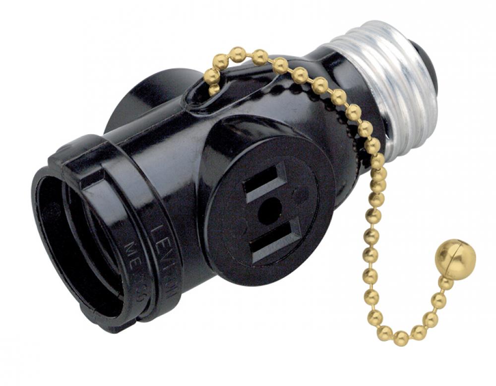 Medium Base Pull Chain Current Tap; 250W; 125V; Brown Finish