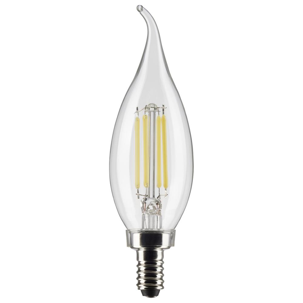 4 Watt CA10 LED; Clear; Candelabra base; 90 CRI; 2700K; 120 Volt