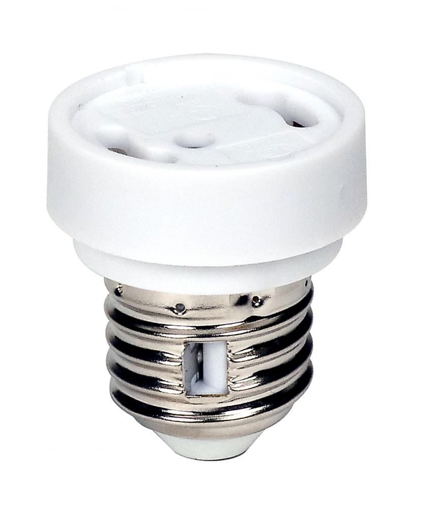 White Medium To GU24 Socket Reducer; E26 - GU24 With Locking Device; 3/4 in. Overall Extension;