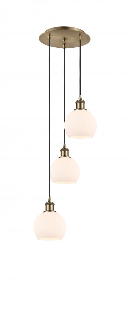 Athens - 3 Light - 12 inch - Antique Brass - Cord Hung - Multi Pendant