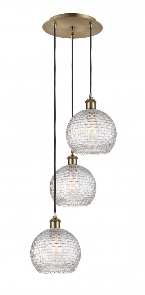 Athens - 3 Light - 15 inch - Antique Brass - Cord Hung - Multi Pendant
