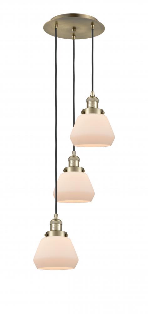 Fulton - 3 Light - 14 inch - Antique Brass - Cord hung - Multi Pendant