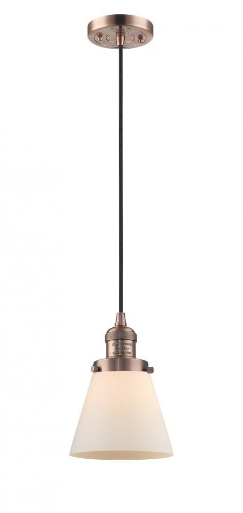 Cone - 1 Light - 6 inch - Antique Copper - Cord hung - Mini Pendant