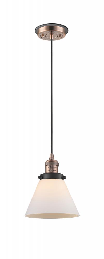 Cone - 1 Light - 8 inch - Antique Copper - Cord hung - Mini Pendant