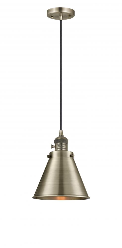 Appalachian - 1 Light - 8 inch - Antique Brass - Cord hung - Mini Pendant