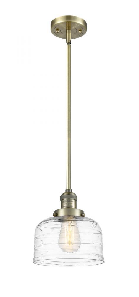Bell - 1 Light - 8 inch - Antique Brass - Stem Hung - Mini Pendant