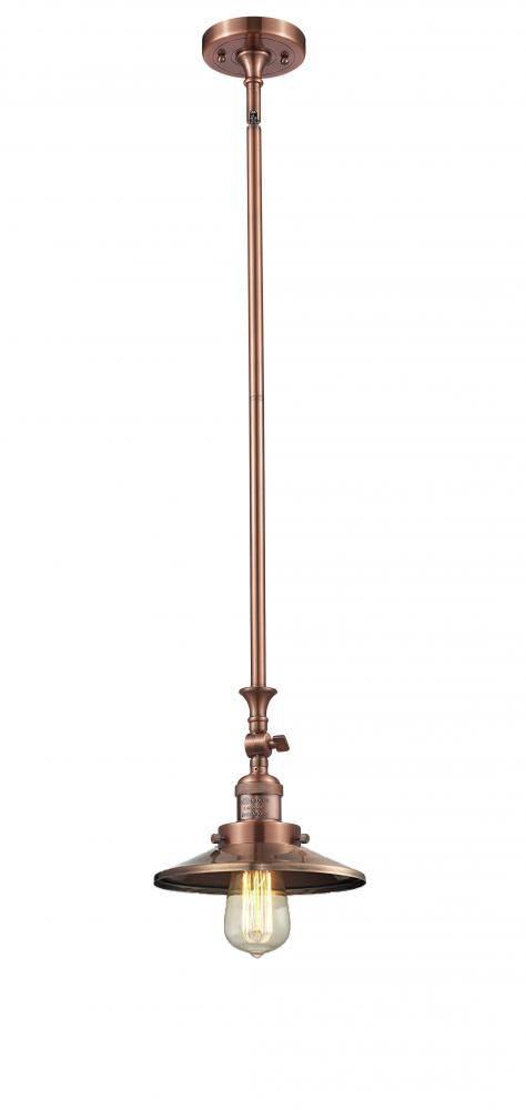Railroad - 1 Light - 8 inch - Antique Copper - Stem Hung - Mini Pendant