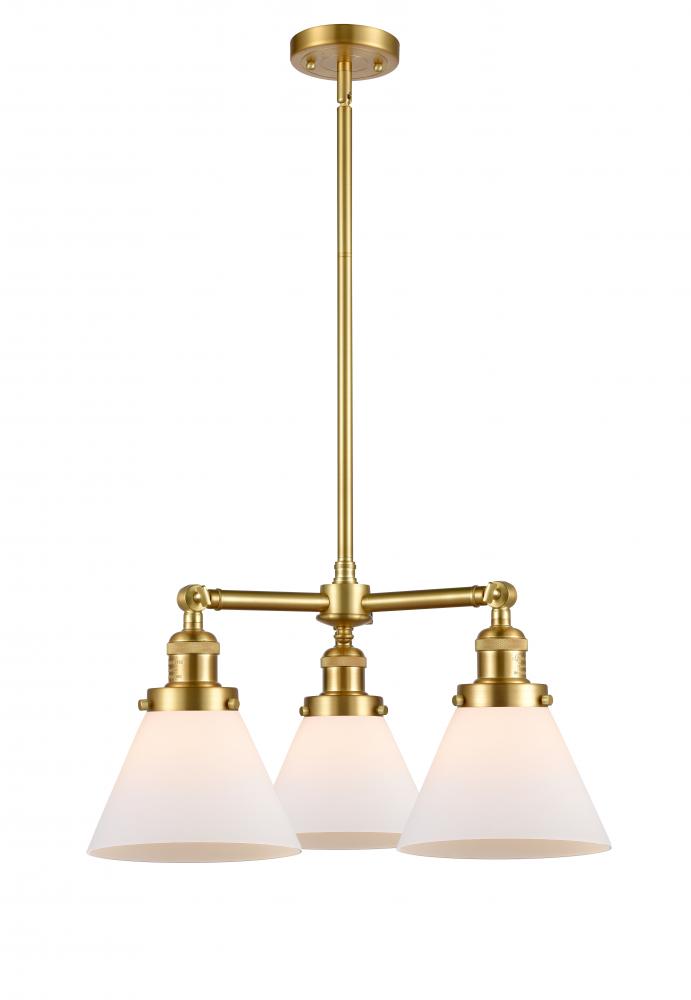 Cone - 3 Light - 22 inch - Satin Gold - Stem Hung - Chandelier