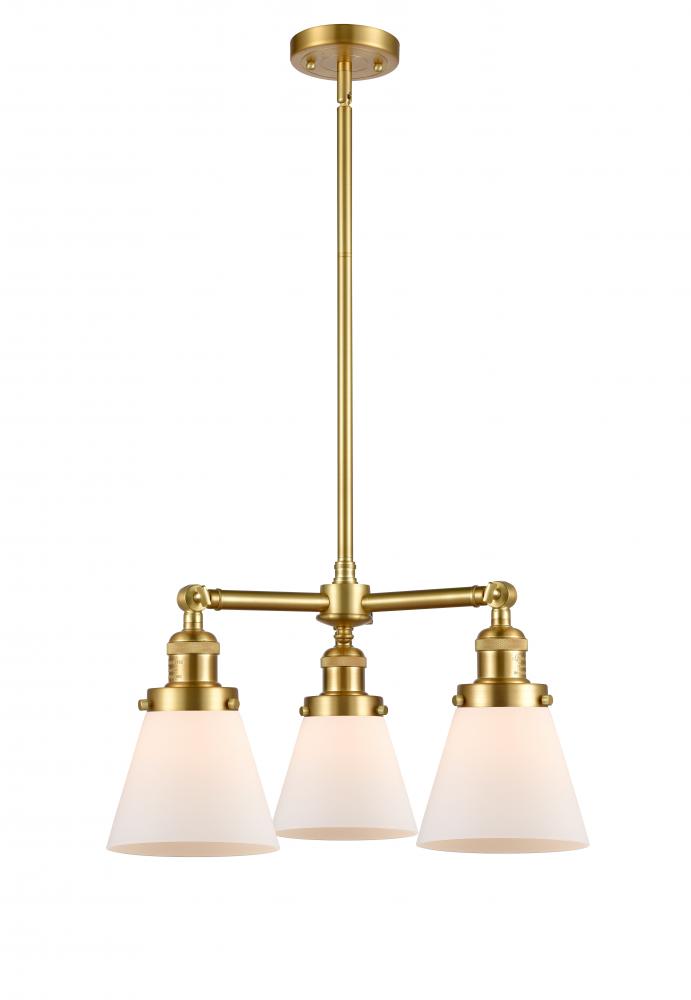 Cone - 3 Light - 19 inch - Satin Gold - Stem Hung - Chandelier