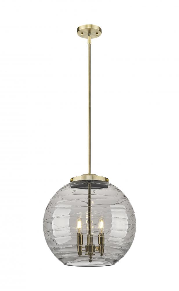 Athens Deco Swirl - 3 Light - 16 inch - Antique Brass - Cord hung - Pendant