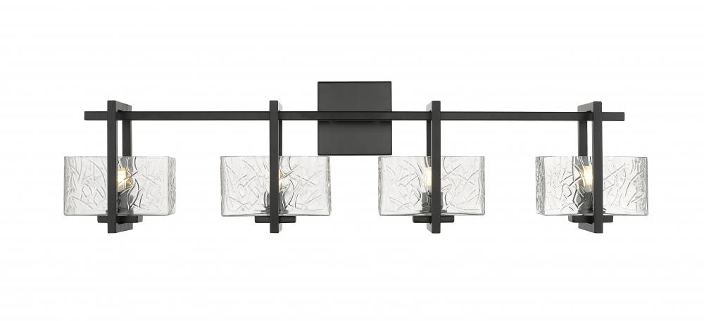 Striate - 4 Light - 33 inch - Black - Bath Vanity Light