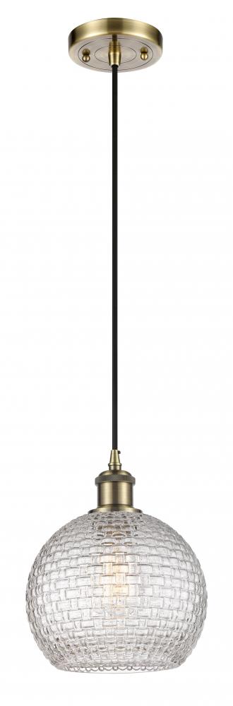 Athens - 1 Light - 8 inch - Antique Brass - Cord hung - Mini Pendant