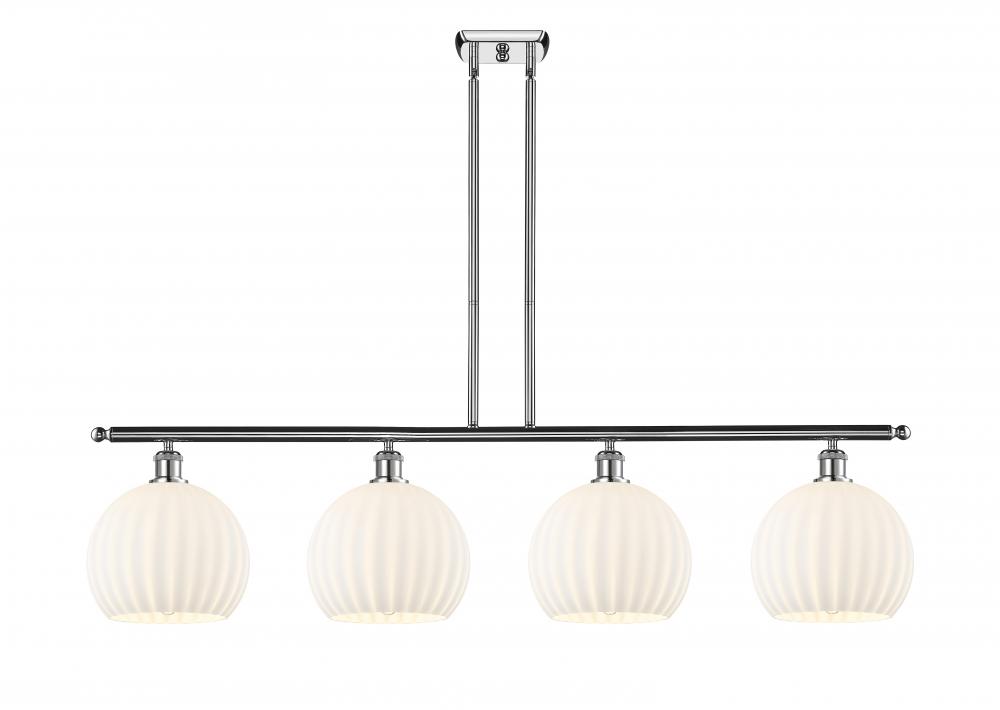 White Venetian - 4 Light - 48 inch - Polished Chrome - Stem Hung - Island Light