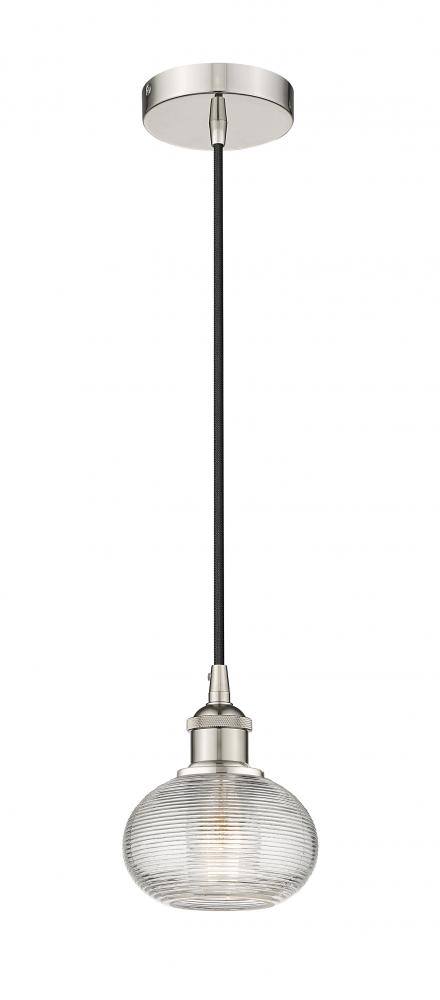 Ithaca - 1 Light - 6 inch - Polished Nickel - Cord hung - Mini Pendant