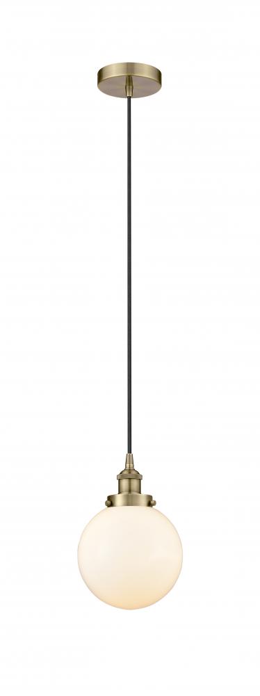 Beacon - 1 Light - 8 inch - Antique Brass - Cord hung - Mini Pendant
