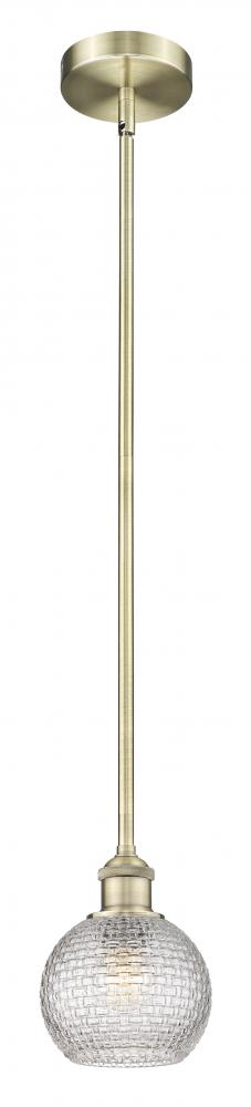 Athens - 1 Light - 6 inch - Antique Brass - Cord hung - Mini Pendant