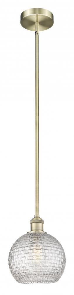 Athens - 1 Light - 8 inch - Antique Brass - Cord hung - Mini Pendant