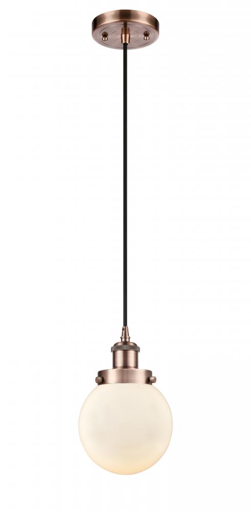 Beacon - 1 Light - 6 inch - Antique Copper - Cord hung - Mini Pendant