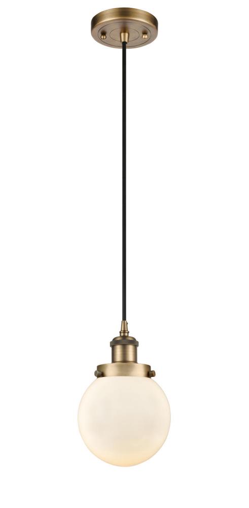 Beacon - 1 Light - 6 inch - Brushed Brass - Cord hung - Mini Pendant