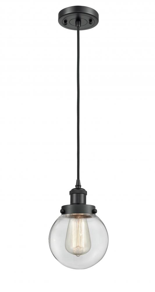 Beacon - 1 Light - 6 inch - Matte Black - Cord hung - Mini Pendant