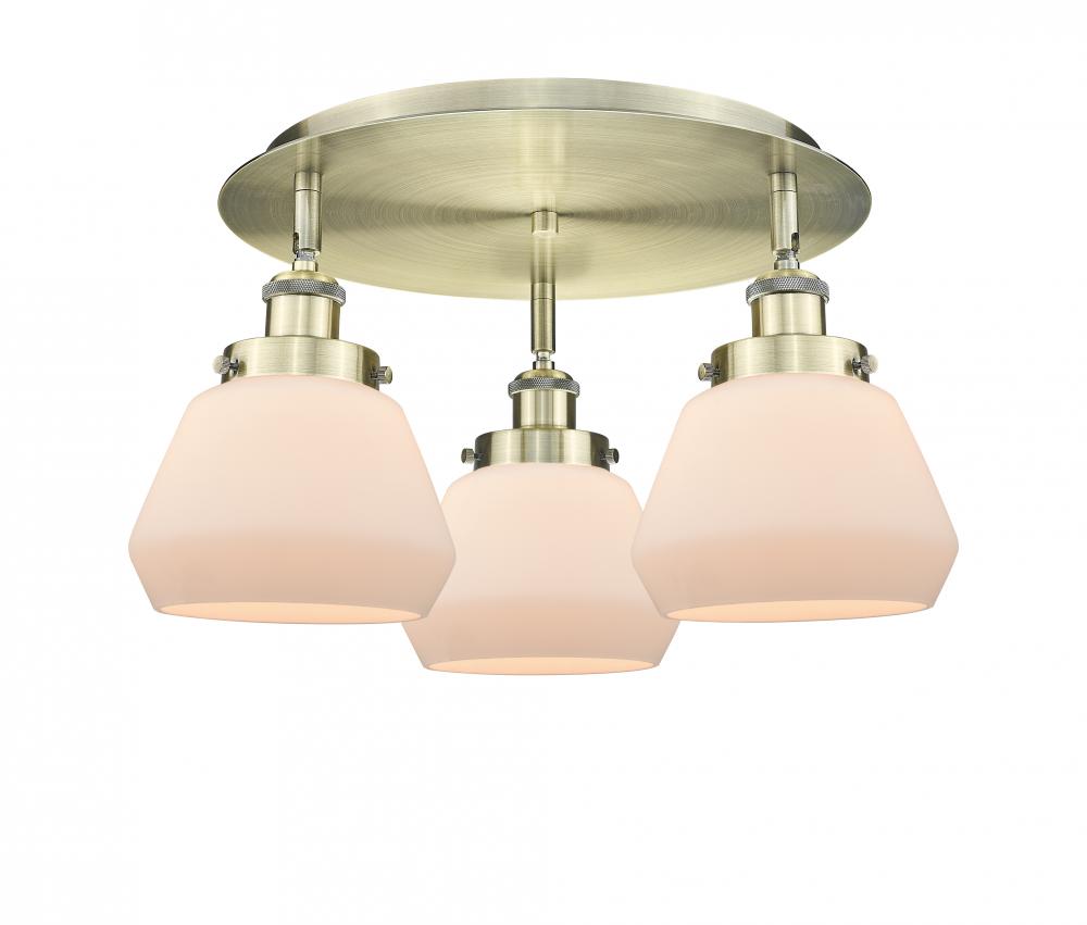 Fulton - 3 Light - 19 inch - Antique Brass - Flush Mount