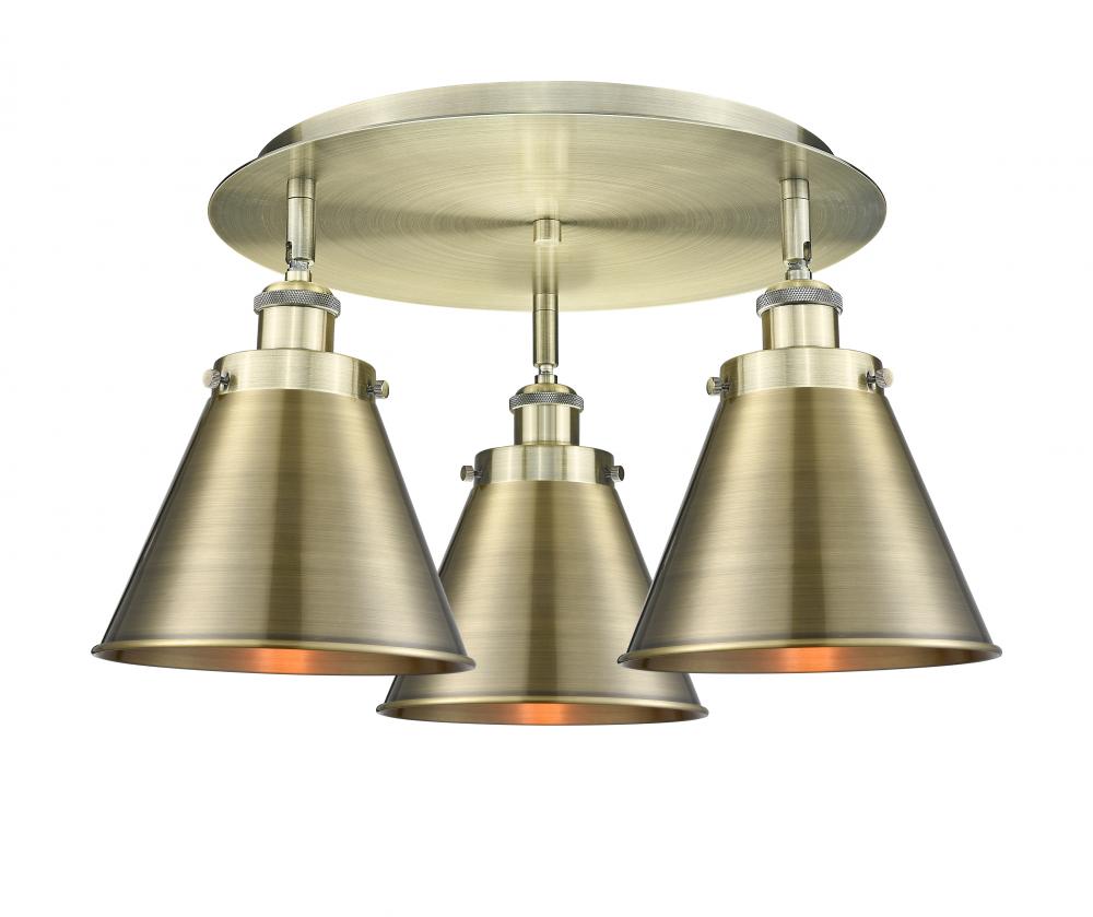 Ballston Urban - 3 Light - 20 inch - Antique Brass - Flush Mount