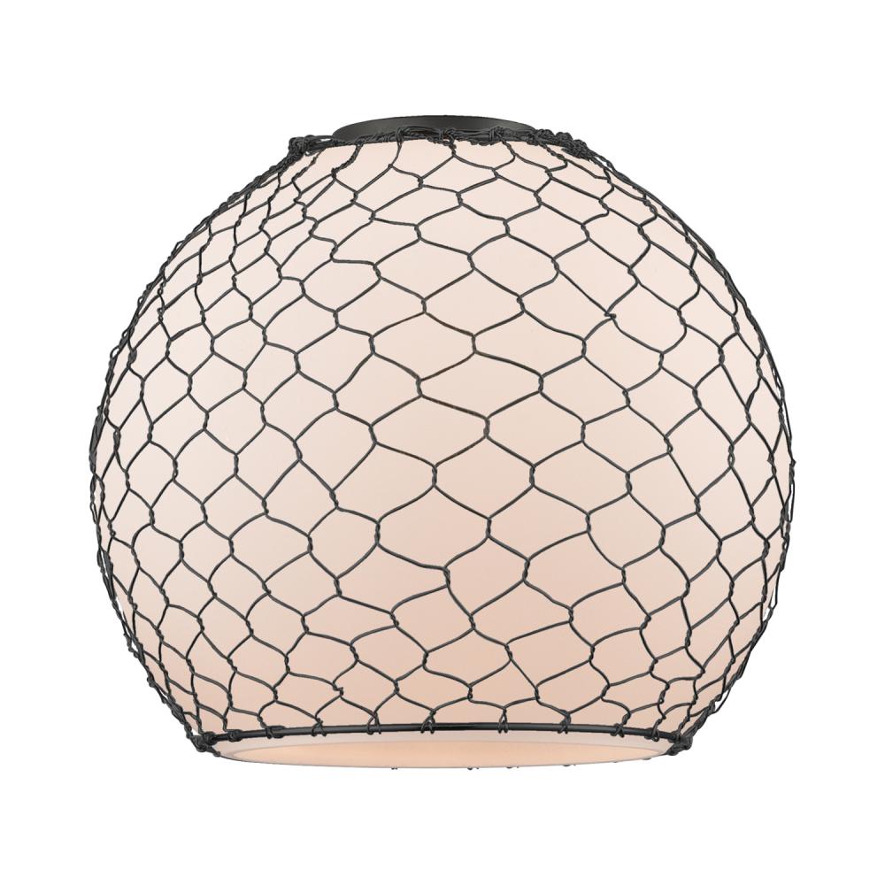 Farmhouse Chicken Wire White Glass with Black Wire Glass