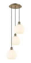 Innovations Lighting 113B-3P-AB-G1217-8WV - White Venetian - 3 Light - 15 inch - Antique Brass - Cord Hung - Multi Pendant