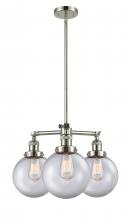 Innovations Lighting 207-PN-G202-8-LED - Beacon - 3 Light - 22 inch - Polished Nickel - Stem Hung - Chandelier