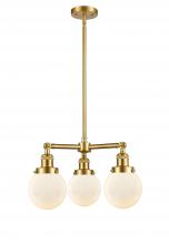 Innovations Lighting 207-SG-G201-6-LED - Beacon - 3 Light - 19 inch - Satin Gold - Stem Hung - Chandelier